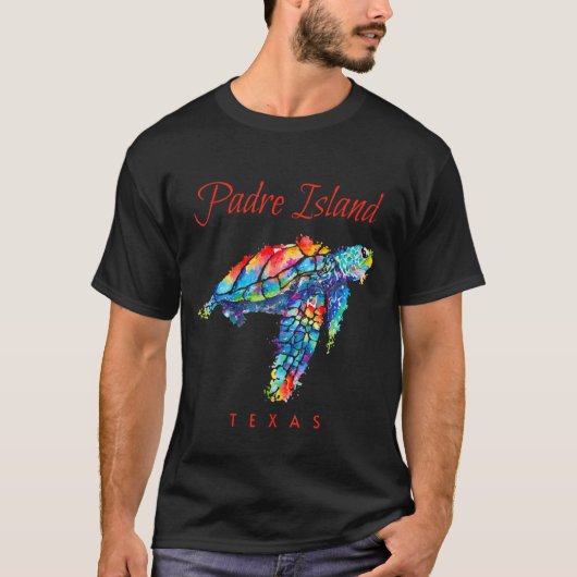T-shirt Padre Island Texas Aquarelle Tortue de mer (Devant)
