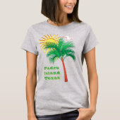T-shirt Padre Island Texas Palm Tree, Seagull and Sun (Devant)