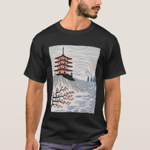 T-shirt Pagode japonaise Mont Fuji Cerisier en Fleur Paysa