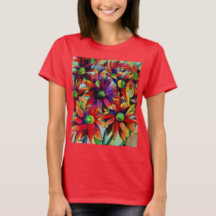 T-shirt Paille marguerite art fleur sauvage multicolore