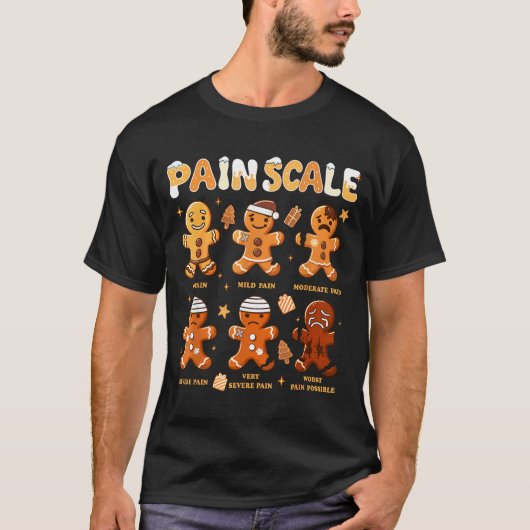 T-shirt Pain Scale Funny Gingerbread Man Christmas Nurse H (Devant)