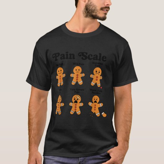 T-shirt Pain Scale Funny Gingerbread Man Christmas Nurse H (Devant)