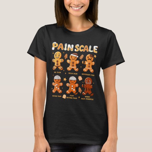 T-shirt Pain Scale Funny Gingerbread Man Christmas Nurse H (Devant)