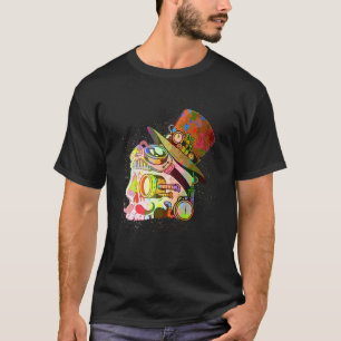 T-shirt Paint coloré Splash mécanique Squelette Steampun