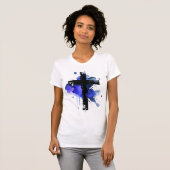 T-shirt Paint Splatter Croix chrétienne - Bleu (Devant entier)