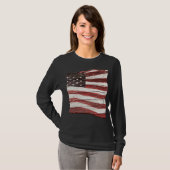 T-shirt Painted American Flag on Rustic Wood Texture (Devant entier)