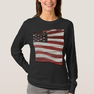 T-shirt Painted American Flag on Rustic Wood Texture