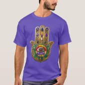 T-shirt Painted Gold Hamsa Amethyst Ruby Third Eye (Devant)