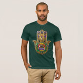 T-shirt Painted Gold Hamsa Amethyst Ruby Third Eye (Devant entier)