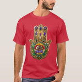 T-shirt Painted Gold Hamsa Amethyst Ruby Third Eye (Devant)