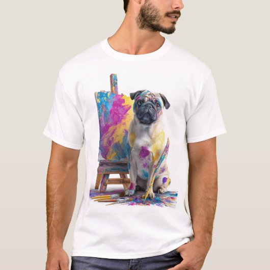 T-shirt Painter Pug � Abstract Art Dog (Devant)