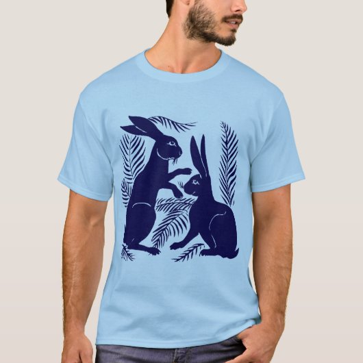 T-shirt Paire Art nouveau de lapins De Morgan et Morris (Devant)