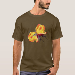 T-shirt Paire de fleurs de rose jaune