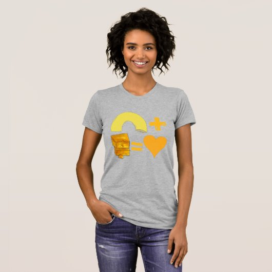 T-shirt Paire de nourriture classique Macaroni + Fromage = (Devant entier)