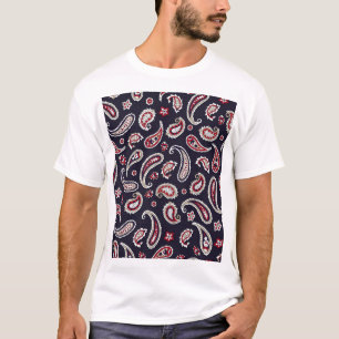T-shirt Paisley indien traditionnel, motif de marine.