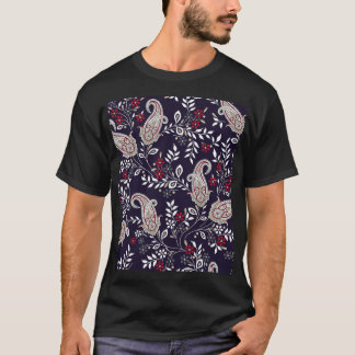 T-shirt Paisley indien traditionnel, motif sans soudure.