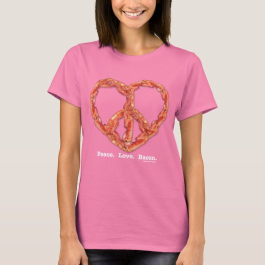 T-shirt Paix. Amour. Bacon. (Devant)