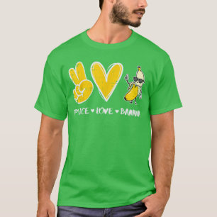 T-shirt Paix Amour Banane Drôle Fruit Nourriture Vegan Fem