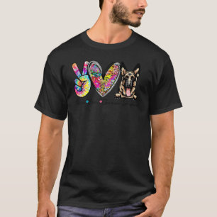 T-shirt Paix Amour Berger Allemand Drôle Tie Dye Amoureux
