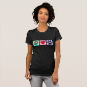 T-shirt Paix, amour, chien ; Pawprint (Devant entier)