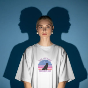 T-shirt Paix, Amour, Chiens, T-shirt rétro coucher