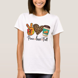 T-shirt Paix, Amour, Chute Leopard Citrouille Épice Latte