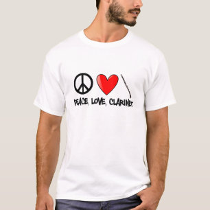 T-shirt Paix, amour, clarinette