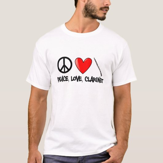 T-shirt Paix, amour, clarinette (Devant)