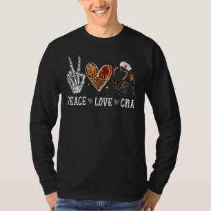 T-shirt Paix Amour Cna Halloween Infirmière Aide Soignante