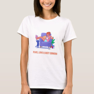 T-shirt Paix, Amour & Coins Cosy Maison de Style Cosy