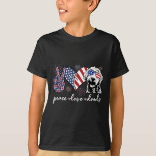 T-shirt Paix Amour Doods Goldendoodle Drapeau Usa Doodle 4