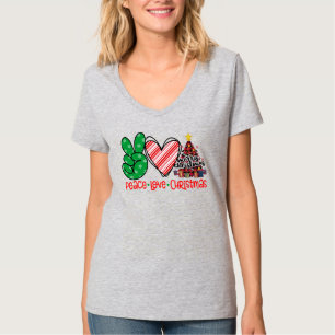 T-shirt Paix, amour et arbre de Noël