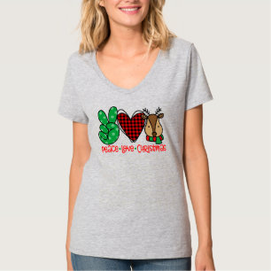 T-shirt Paix, amour et rennes de Noël