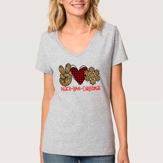 T-shirt Paix, Amour, Flocon de neige léopard (Devant)