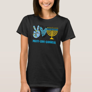 T-shirt Paix Amour Hanukkah Léopard Hanukkah Menorah Juif