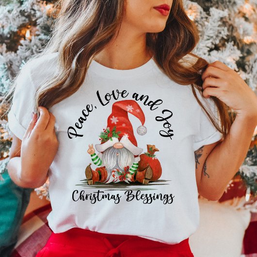 T-shirt Paix, Amour & Joie, Blessures Gnomes de Noël migno