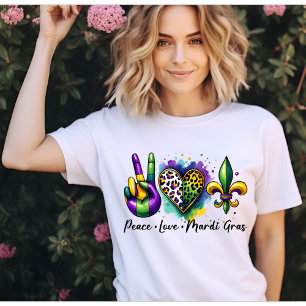 T-shirt Paix amour Mardi Gras, fleur de lis à La Nouvelle-