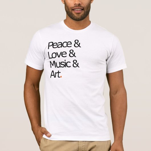T-shirt Paix, amour, musique, et art (Devant)