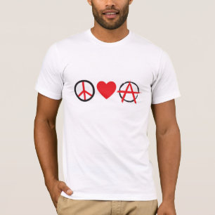 T-shirt Paix, amour, pièce en t d'anarchie
