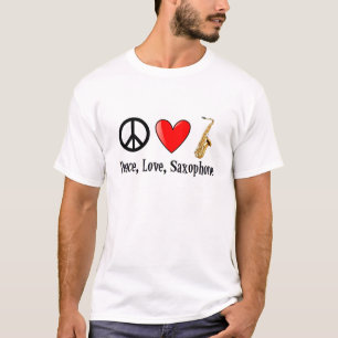 T-shirt Paix, amour, saxophone