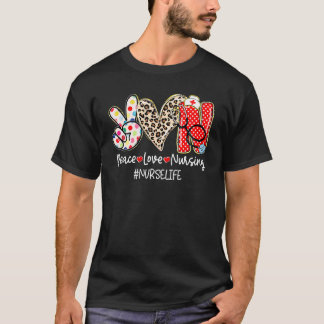 T-shirt Paix Amour Soins Infirmiers Vie Infirmière Semaine
