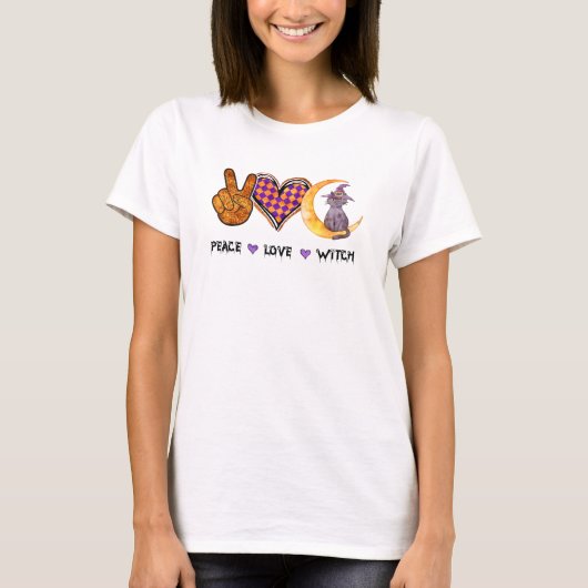 T-shirt Paix, Amour, Sorcière (Devant)