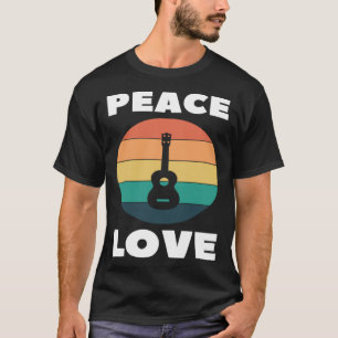 T-shirt Paix Amour Ukulele Paix Amoureux Joueur D'Uke Rétr