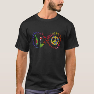 T-shirt Paix Amour Vin Noël Mignon pour Amateurs de Vin Pa
