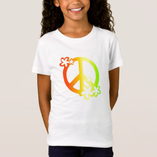 T-Shirt paix avec des couleurs de rasta de fleurs