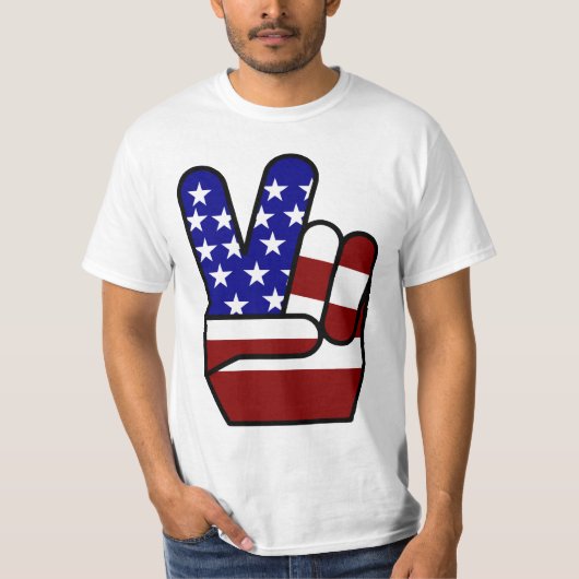 T-shirt Paix - blanc et bleu rouges (Devant)
