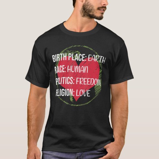 T-shirt Paix colorée Fière Humaniste (Devant)