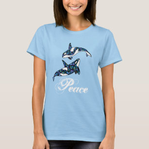 T-shirt Paix ~ Colorée Psychédélique Trippy Orca Baleines