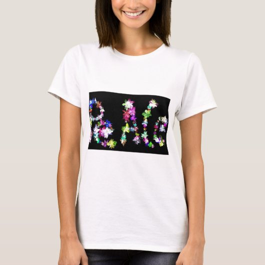 T-shirt "PAIX" dans l'art des fleurs Imprimer (Devant)