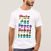 T-shirt Paix en différentes langues Coeurs lumineux (Devant)